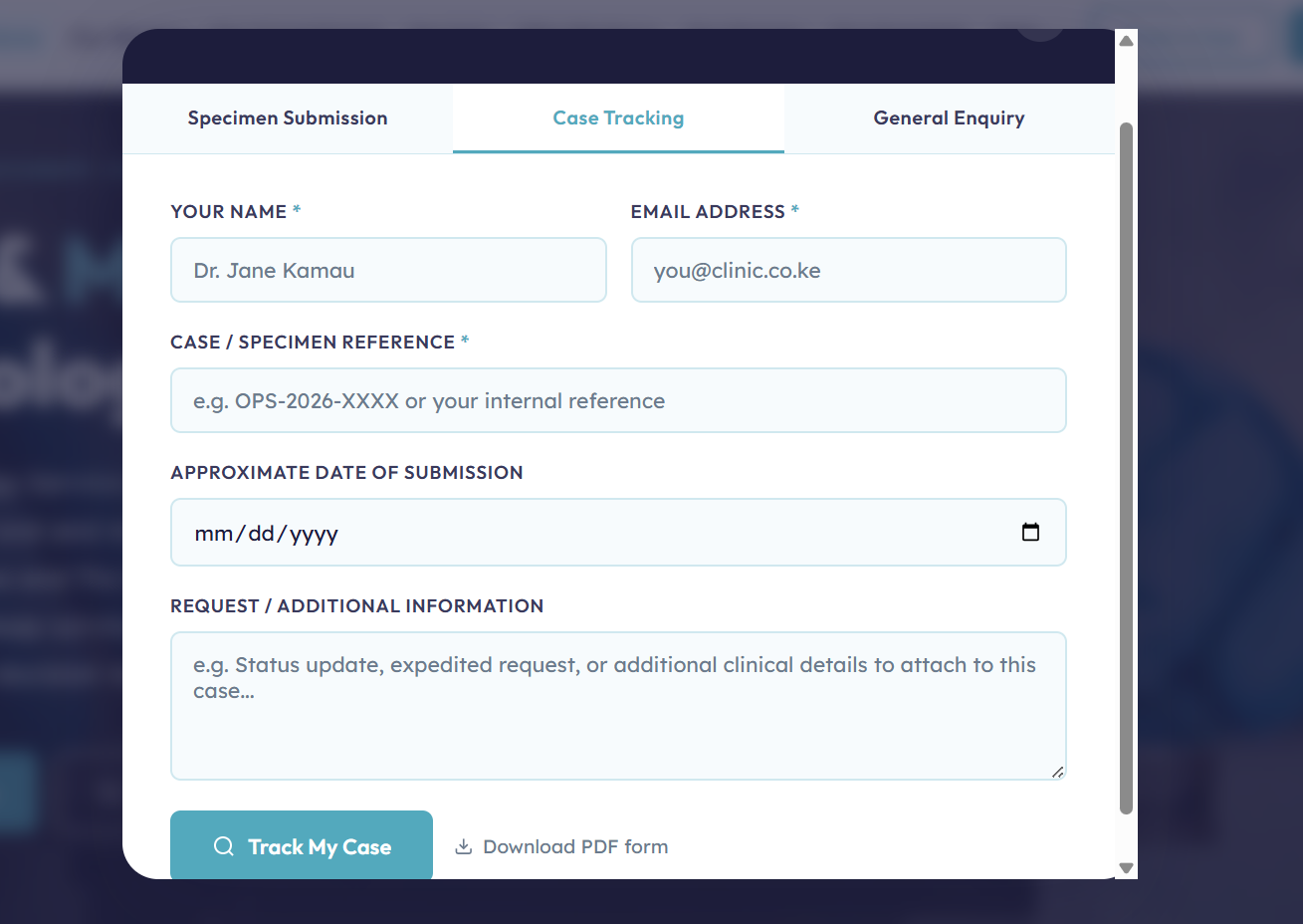 Case Tracking & Clinical Enquiries